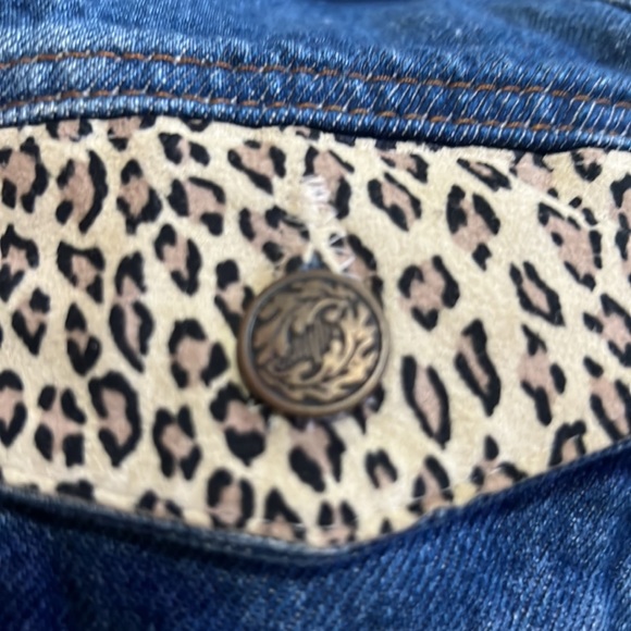 Vintage Jean vest with cheetah print details made in USA 100% cotton size small - Picture 5 of 10
